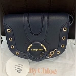 See By Chloe SBC Studded HANA Mini Saddle Crossbody LimitedEdition GraphiteBlue